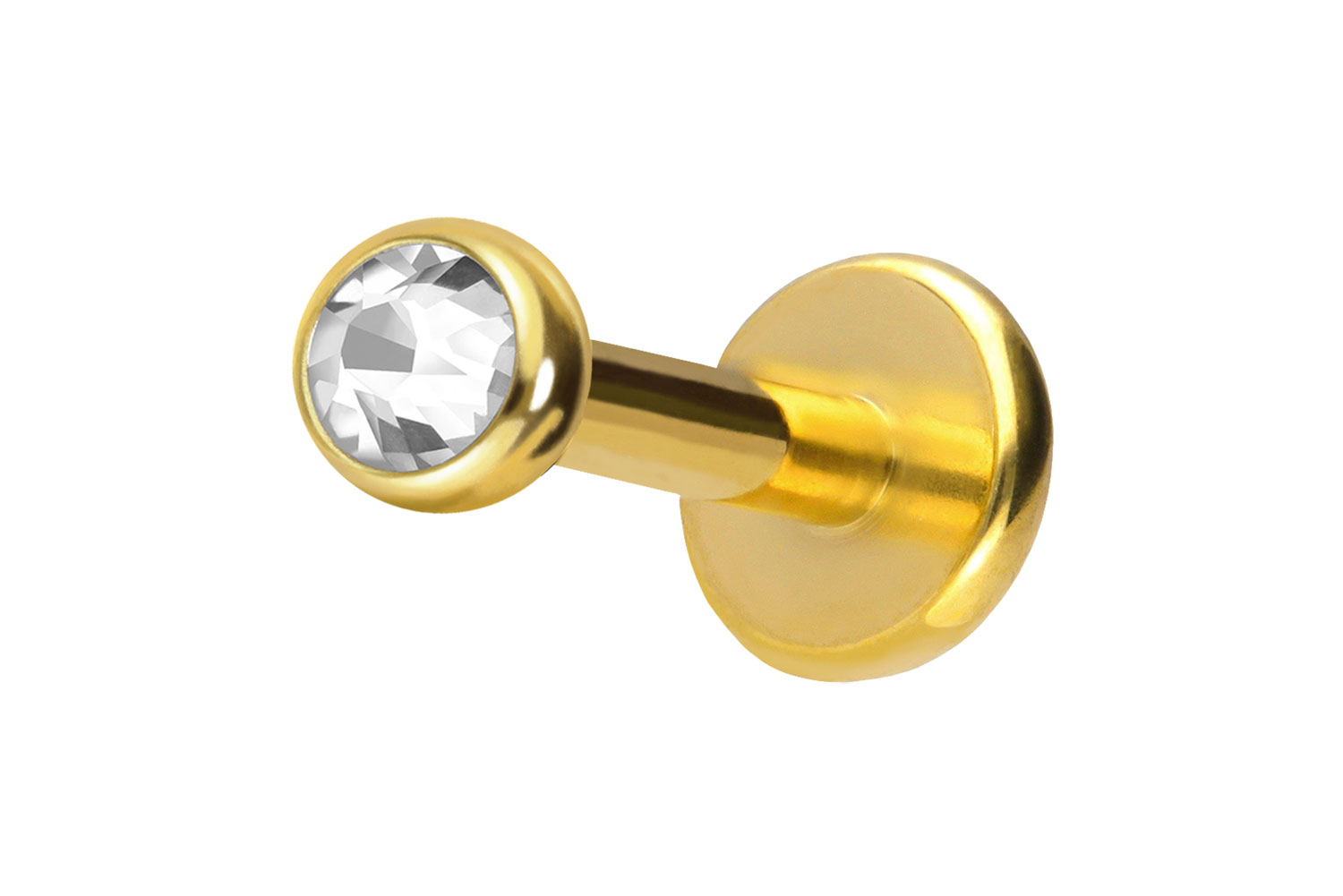 Titan Labret Piercing mit Push Fit KRISTALL